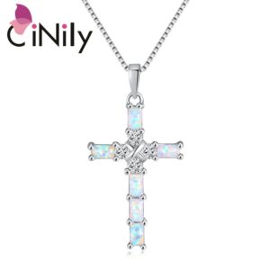 Opal Necklace Pendant Cross