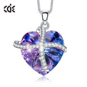Heart Pendant Necklace with Purple Crystal from Swarovski
