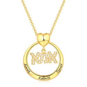 Customizable Women Engraved Hebrew Name Necklace Perfect Present for Mom Special Mother