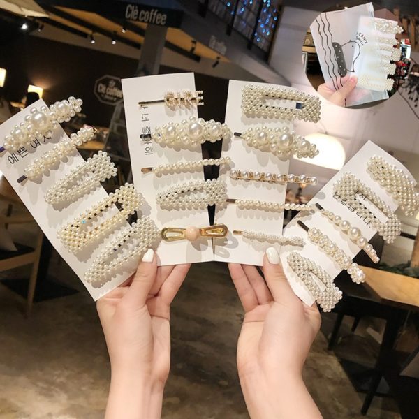 3/4/5pcs/Set Women Girls Elegant Full Pearls Hair Clips - Image 5
