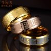 Black Rose Gold Stainless Steel Jesus Ring - Image 3
