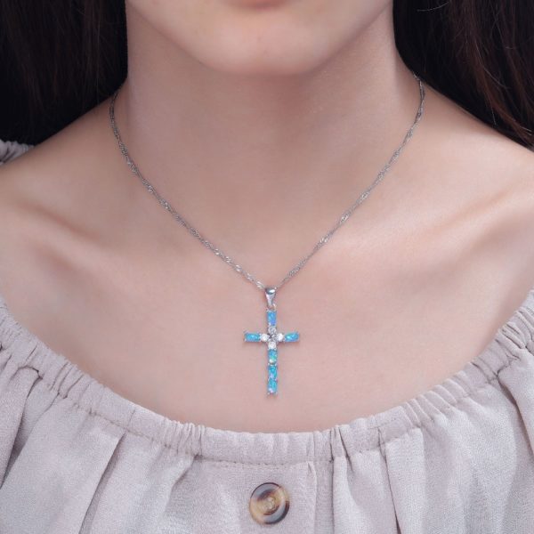 Opal Necklace Pendant Cross - Image 2