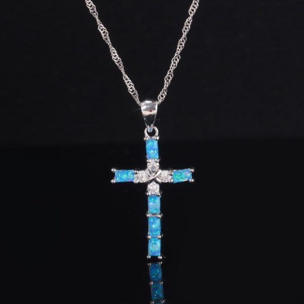 Opal Necklace Pendant Cross - Image 3