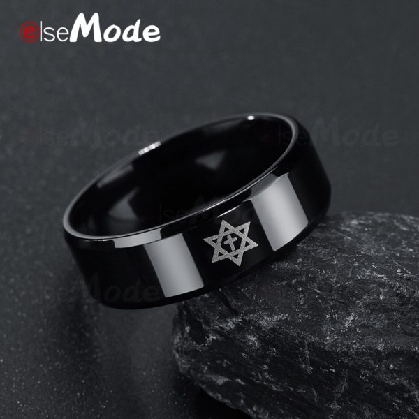 Black Titanium Steel Star of David Cross