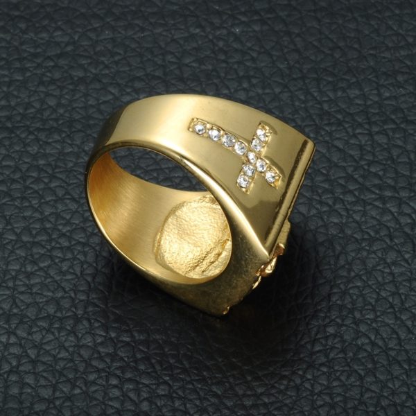 Jesus Cross White Cubic Zirconia Ring for Men - Image 3