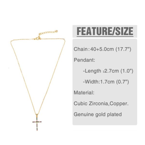 Rainbow Cross Pendant Necklace - Image 6