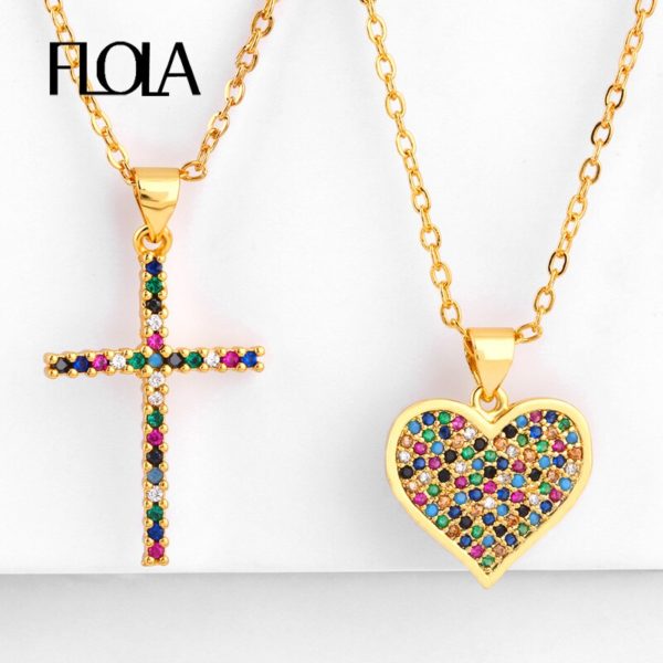 Rainbow Cross Pendant Necklace