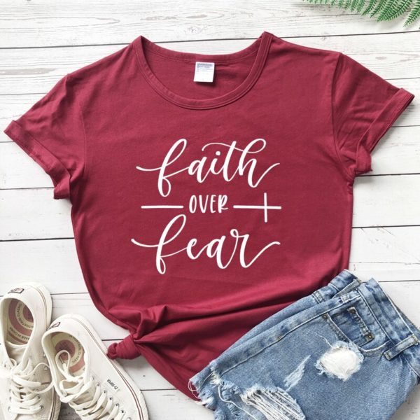 Faith Over Fear T-shirt Women Fashion - Image 2