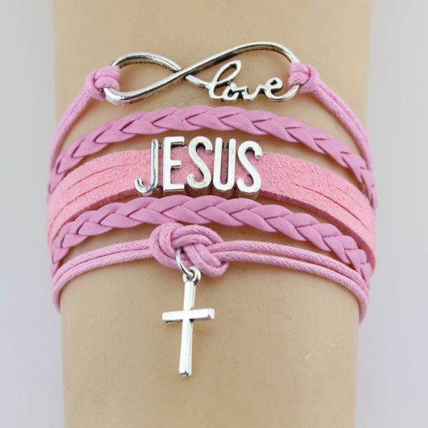 Hand-knitted JESUS Christian Bible Cross Bracelet - Image 2