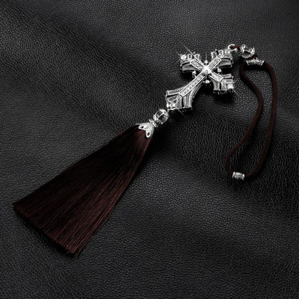 Metal And Crystal Diamond Jesus Cross for Car - Image 3