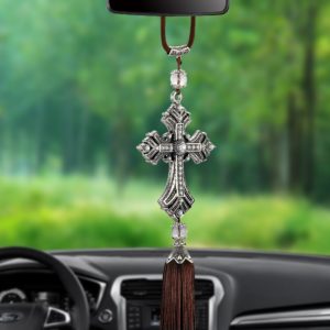 Metal And Crystal Diamond Jesus Cross for Car