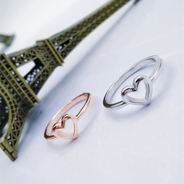 2020 New Fashion Rose Gold Color Heart Ring - Image 4