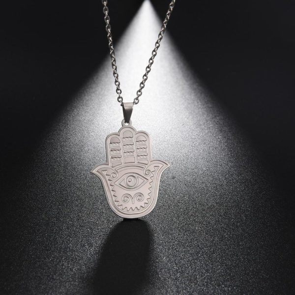 Hamsa Hand Evil Eye Pendant Necklace - Image 2
