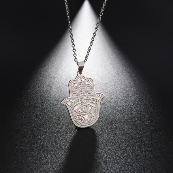 Hamsa Hand Evil Eye Pendant Necklace - Image 3