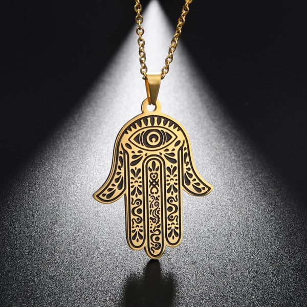 Hamsa Hand Evil Eye Pendant Necklace - Image 4