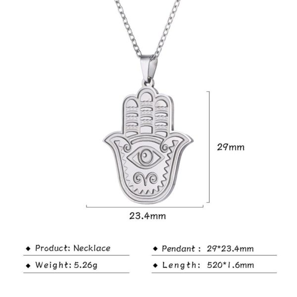 Hamsa Hand Evil Eye Pendant Necklace - Image 5