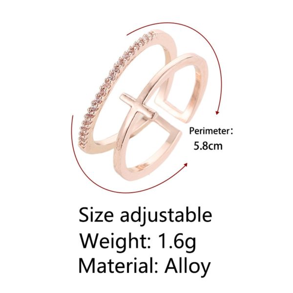 Minimalist Rose Gold Cross Ring - Image 2