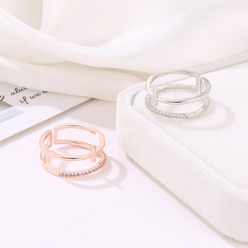 Minimalist Rose Gold Cross Ring - Image 3