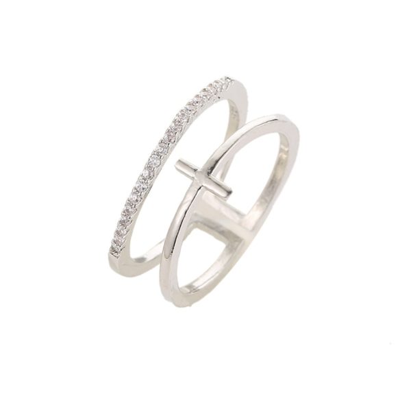 Minimalist Rose Gold Cross Ring - Image 5
