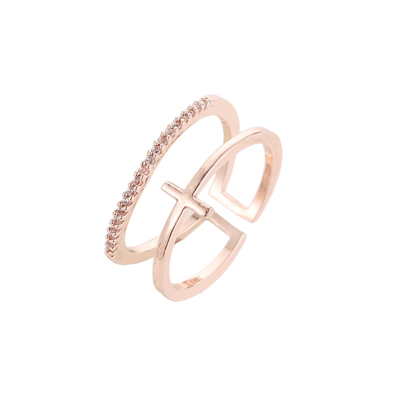 Minimalist Rose Gold Cross Ring - Image 6