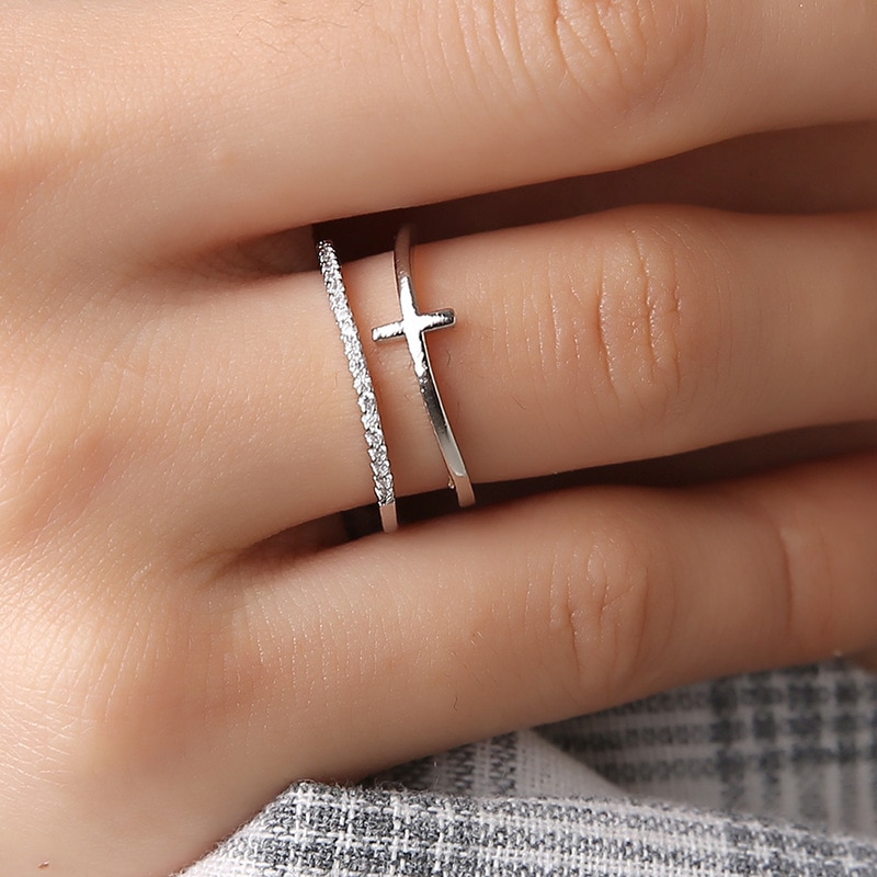 Minimalist Rose Gold Cross Ring