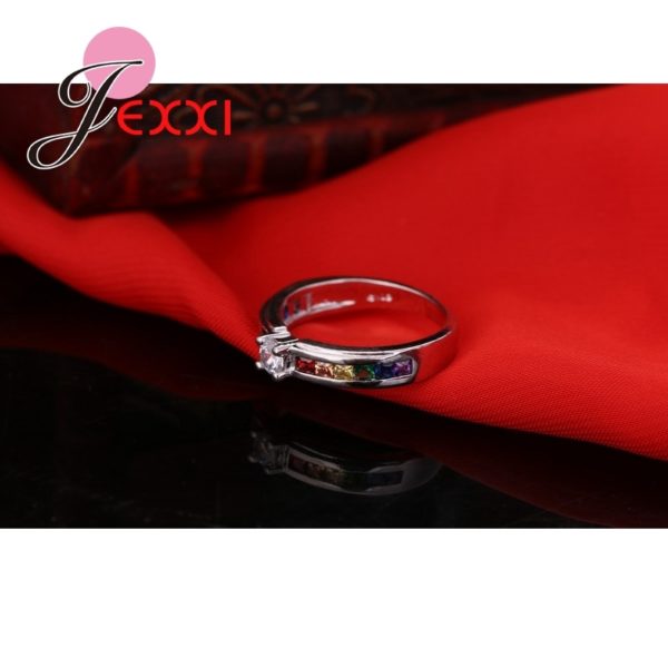 925 Sterling Silver Colorized Crystal Women Ring - Image 4