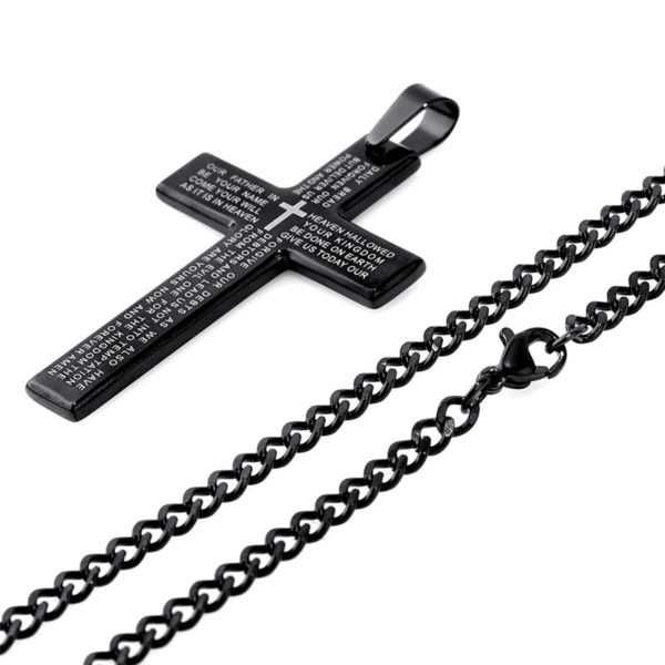 Titanium Scripture Cross Necklace - Image 2