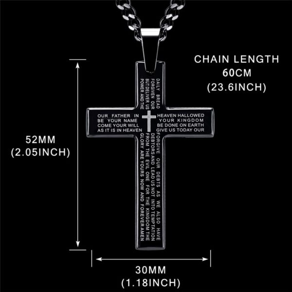 Titanium Scripture Cross Necklace - Image 3