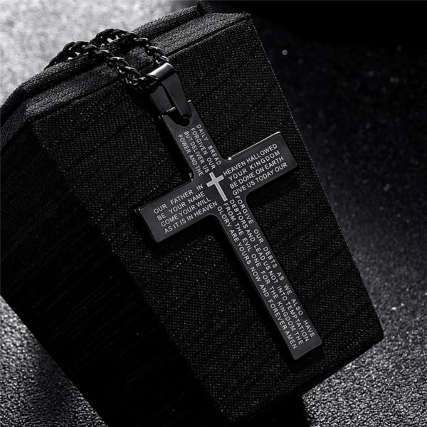 Titanium Scripture Cross Necklace - Image 4