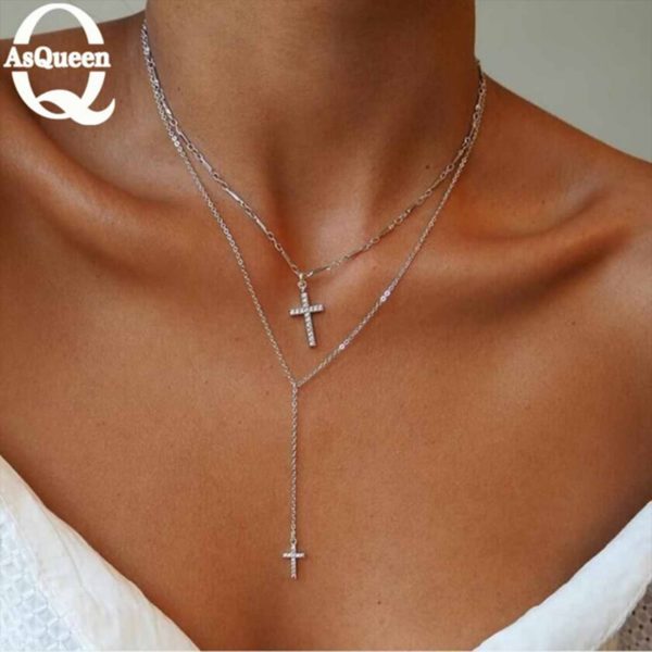 Small Gold Cross Pendant Necklace - Image 2