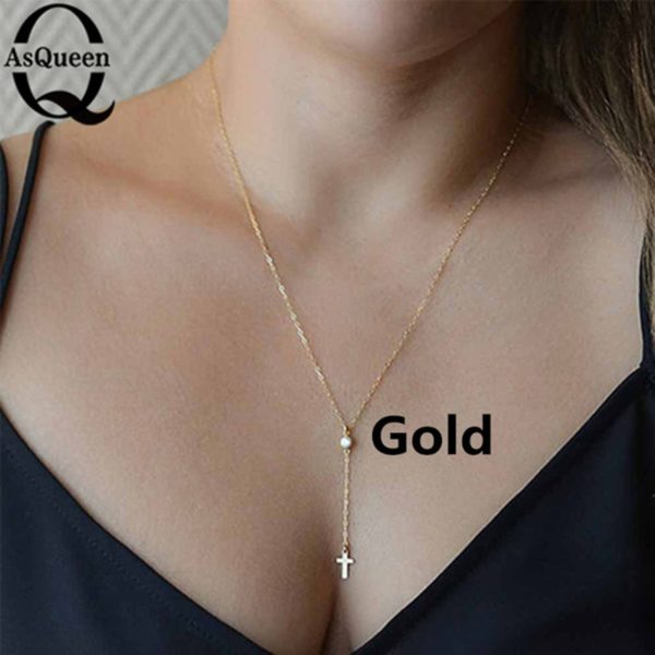 Small Gold Cross Pendant Necklace - Image 6