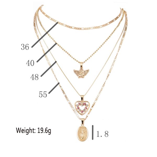 Angel Heart Pink Crystal Virgin Mary Necklace - Image 2