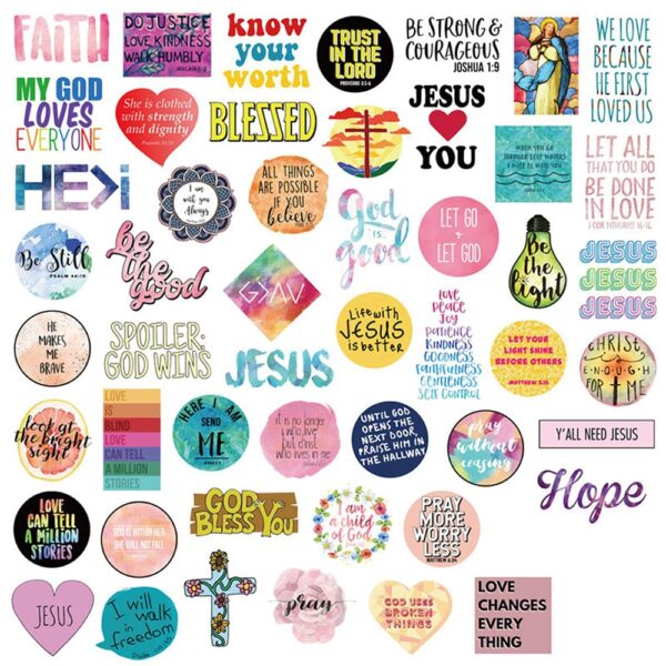 50PCS Jesus Christians Religion Sayings Stickers - Image 3