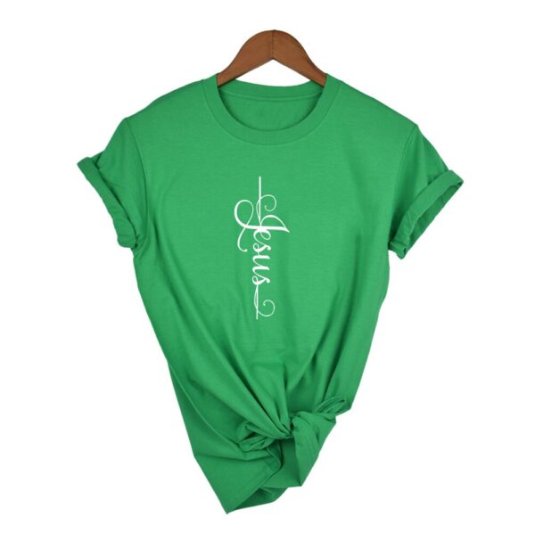 Jesus Cross Letter Print T Shirt - Women - Image 5