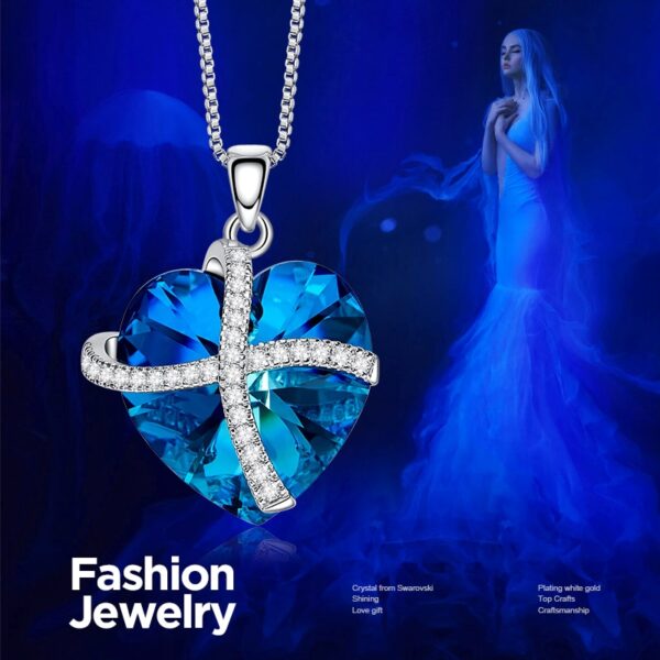 Heart Pendant Necklace with Purple Crystal from Swarovski - Image 2