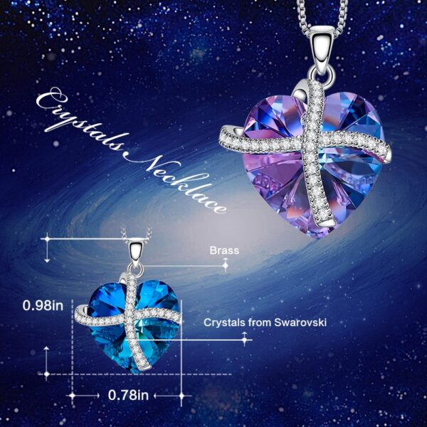 Heart Pendant Necklace with Purple Crystal from Swarovski - Image 4