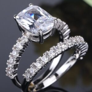 Double Stackable Set Rings 2pcs Wedding Engagement