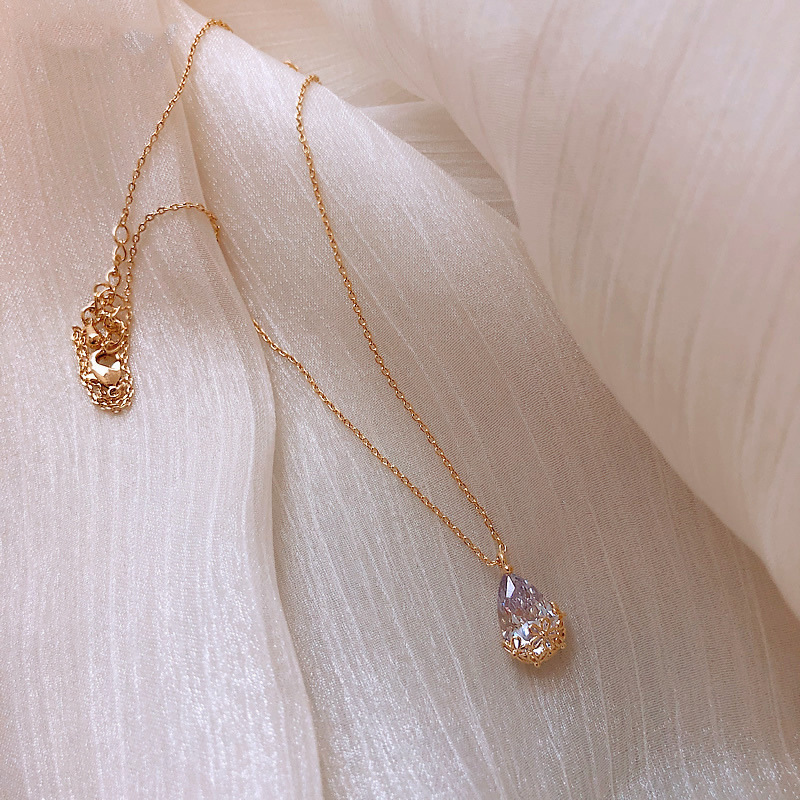 Crystal Water-Drop Pendant Necklace - Image 2