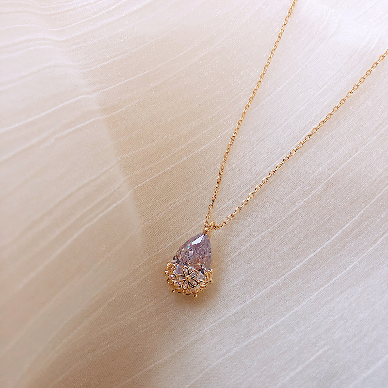 Crystal Water-Drop Pendant Necklace