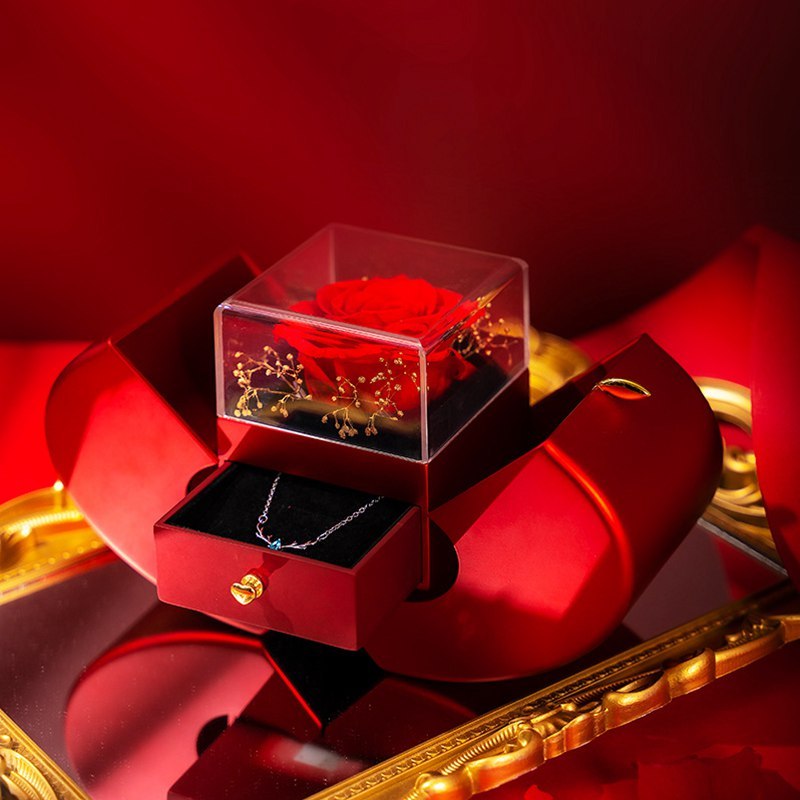 Box Red Apple Christmas Gift Necklace Eternal Rose - Image 3