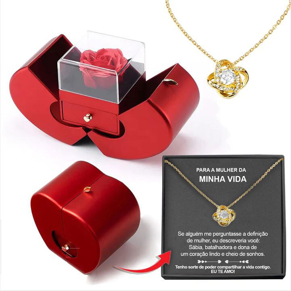 Box Red Apple Christmas Gift Necklace Eternal Rose - Image 10