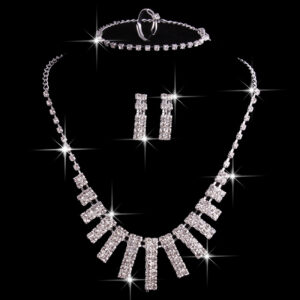 4 Pieces Rhinestones Necklace Set With Earrings
