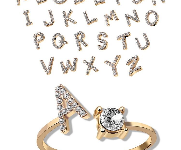 Adjustable 26 Initial Letter Ring Simple Elegant