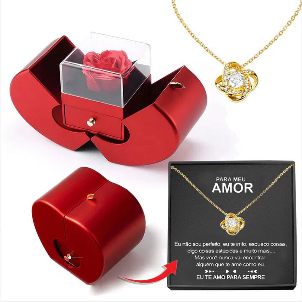 Box Red Apple Christmas Gift Necklace Eternal Rose - Image 8