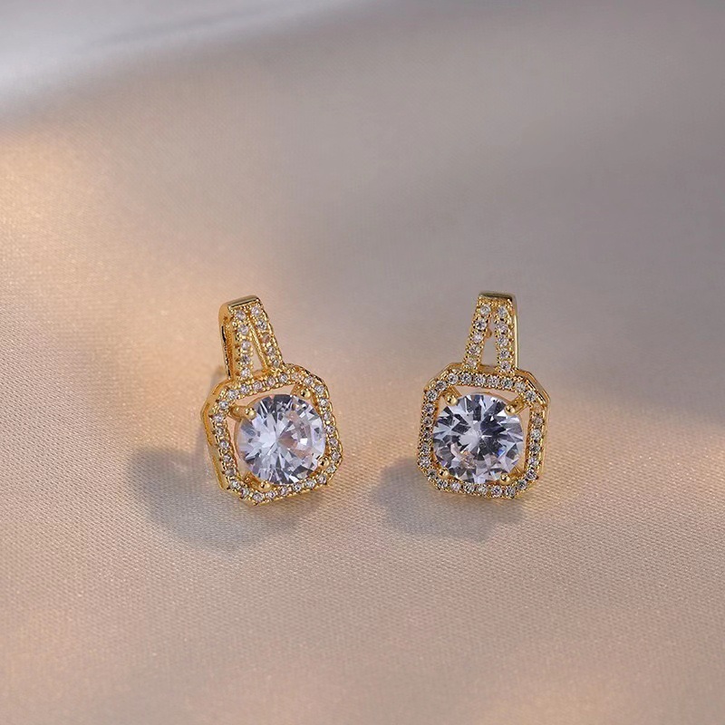 Set Zircon Gem Pendant Chain Choker Necklace Gold - Image 5
