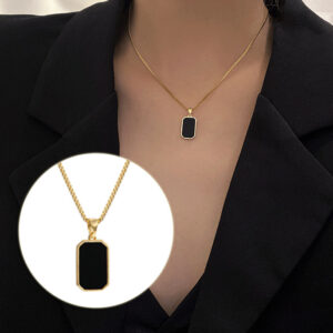 Rectangular Pendant Necklace Design 18k Gold