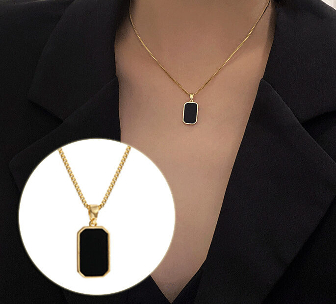 Rectangular Pendant Necklace Design 18k Gold