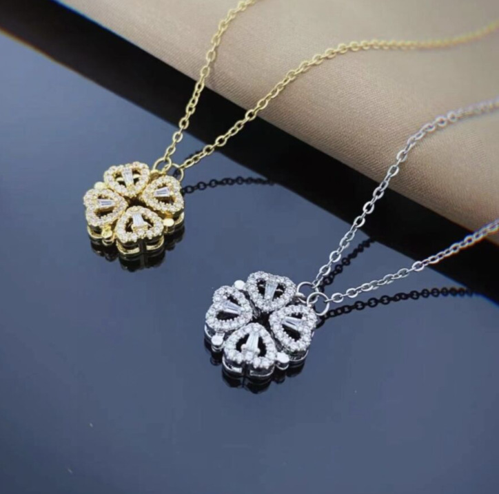 Retro Magnetic Folding Heart Shaped Four Leaf - Image 2